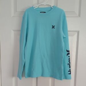 Hurley Aqua Blue Long Sleeve Thermal Tee Unisex Kids 10/12